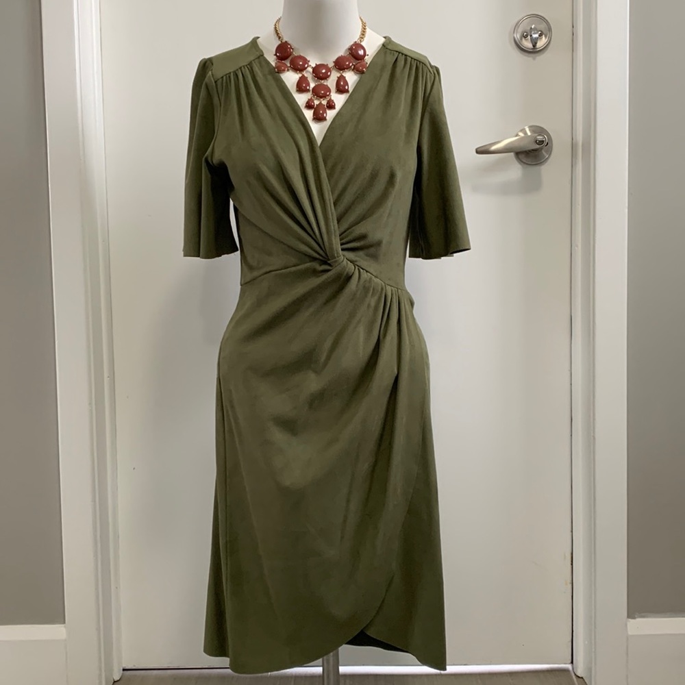 Kensie green suede pullover dress
